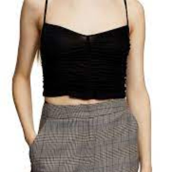 Topshop Women's Ruched Crop Camisole Black - Picture 7 of 7